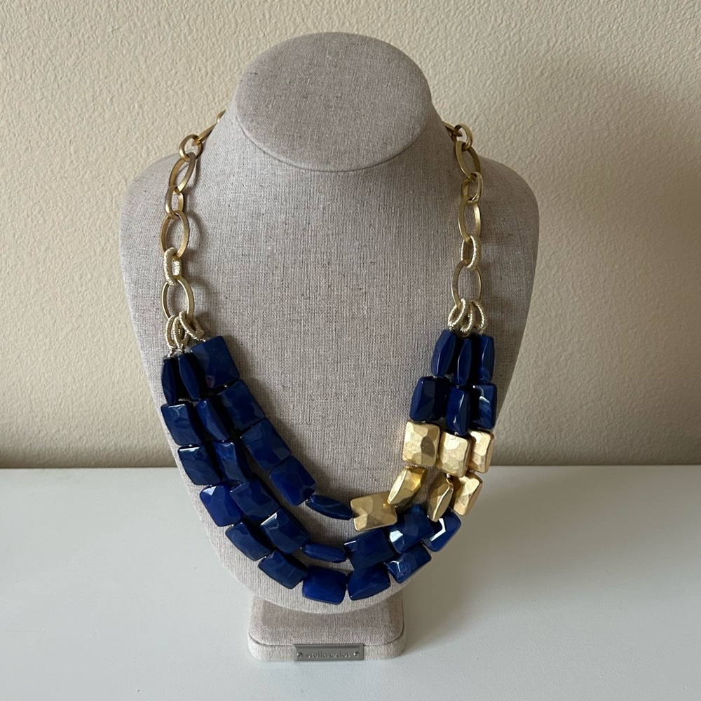 Stella and Dot Blue and Gold Bahari Necklace